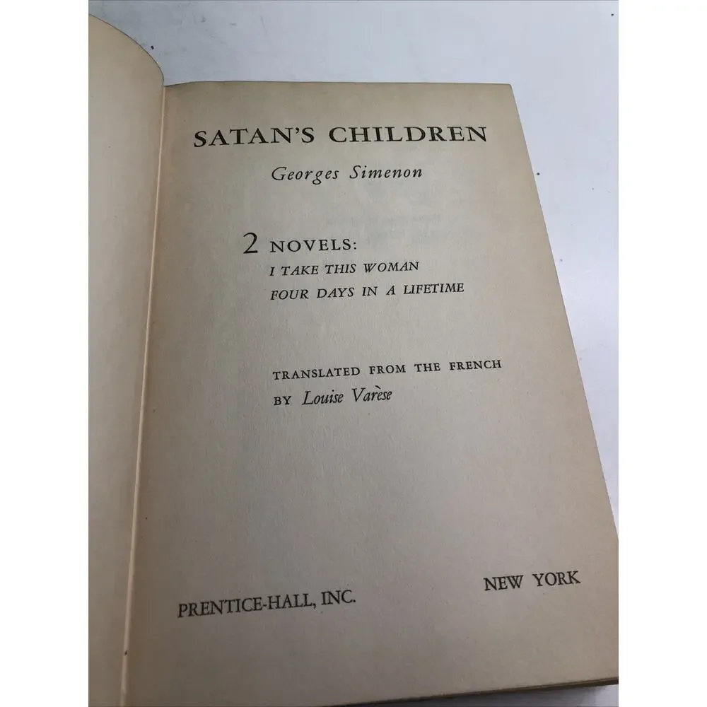 1953 Vintage Book: Satan's Children By Georges Simenon First American Edition